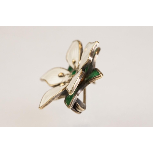 David Andersen Norwegian enamelled silver gilt flower head brooch