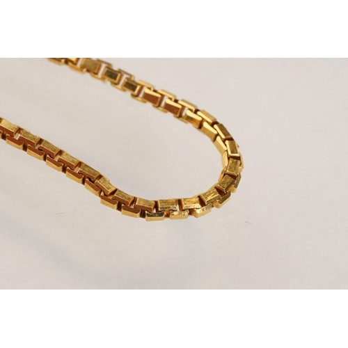 81 - 9ct yellow gold box link necklace, bolt ring clasp, length approx 46cm