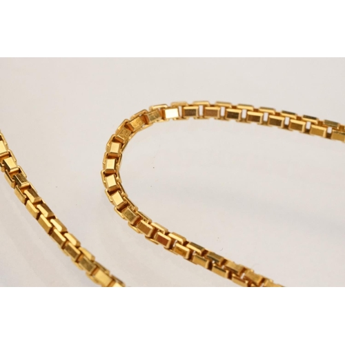 81 - 9ct yellow gold box link necklace, bolt ring clasp, length approx 46cm