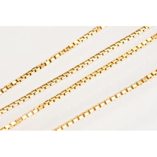 81 - 9ct yellow gold box link necklace, bolt ring clasp, length approx 46cm