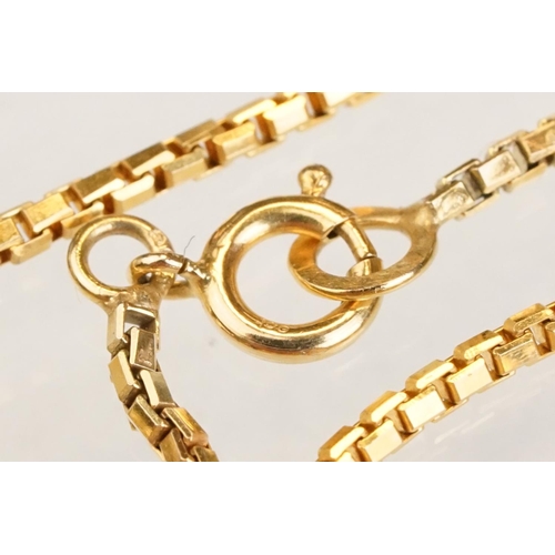 81 - 9ct yellow gold box link necklace, bolt ring clasp, length approx 46cm