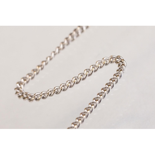 87 - Aquamarine and diamond 18ct white gold pendant necklace, the pearl shaped aquamarine measuring appro... 