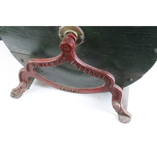122 - 19th Century S Nye & Co knife sharpener having cast iron fittings and turned handle. Measures 45cm t... 