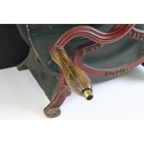 122 - 19th Century S Nye & Co knife sharpener having cast iron fittings and turned handle. Measures 45cm t... 