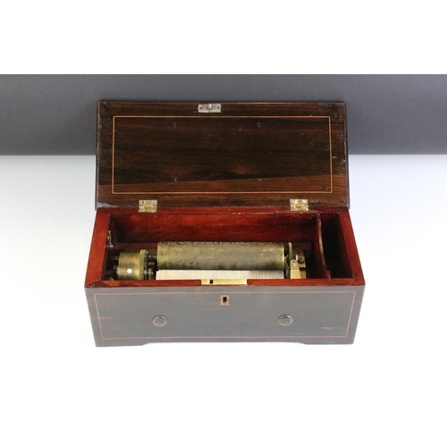 125 - Nicole Freres 19th century 4-airs music box, housed within a rosewood case with box wood inlay to th... 