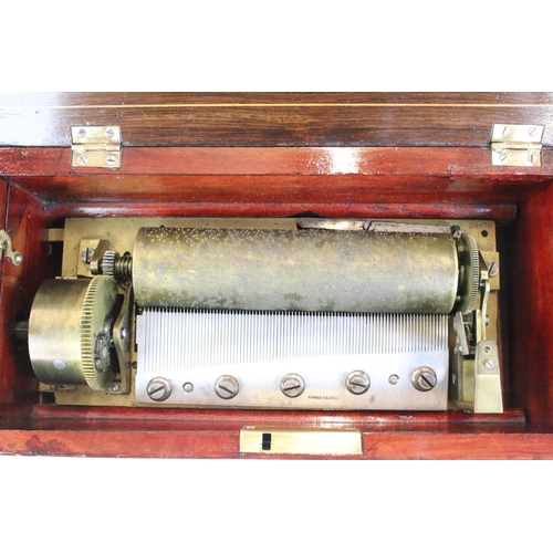 125 - Nicole Freres 19th century 4-airs music box, housed within a rosewood case with box wood inlay to th... 