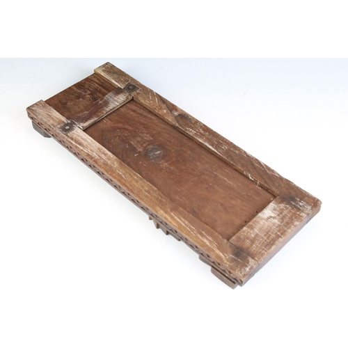 126 - Early 20th Century treen ware book slide having carved folding leaves with extendable base with flor... 