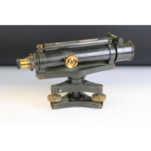 127 - J Halden & Co theodolite set within original wooden box. Label to interior lid marked 15485. Theodol... 