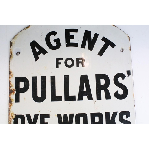 136 - Advertising - ' Agent For Pullars' Dye Works, Perth ' double-sided enamel sign, with black lettering... 