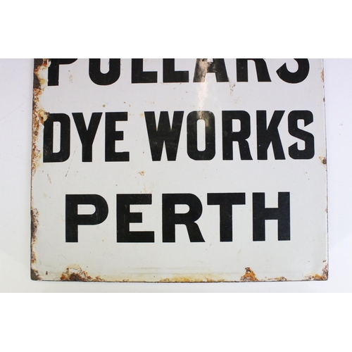 136 - Advertising - ' Agent For Pullars' Dye Works, Perth ' double-sided enamel sign, with black lettering... 