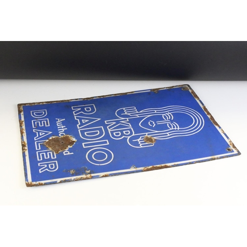 137 - Advertising - ' KB Radio Authorised Dealer ' double-sided enamel sign, with white lettering on blue ... 