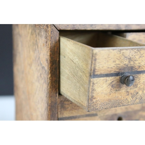 149 - 19th century Japanese miniature wooden chest of three drawers, with marquetry inlaid decoration (10c... 