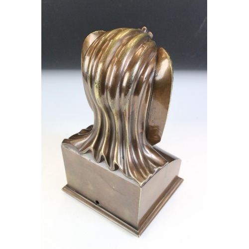 156 - Egyptian bronze bust of a figure with headdress, possibly a pharaoh, approx 21.5cm high