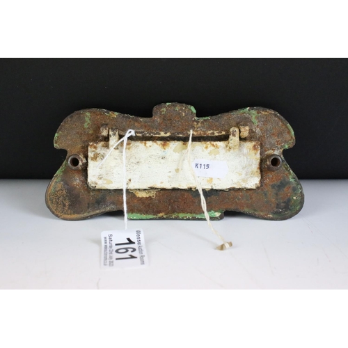 161 - Art Nouveau Cast iron small letter box of shaped form, inscribed 'letters' to flap, approx 18cm wide