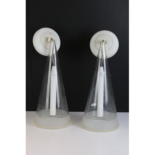 163 - Pair of Achille Castiglioni design ''Flos Fuschia' hanging pendant glass ceiling lights of conical f... 