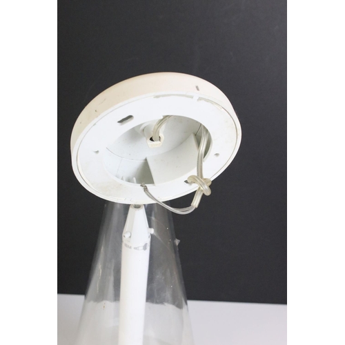 163 - Pair of Achille Castiglioni design ''Flos Fuschia' hanging pendant glass ceiling lights of conical f... 