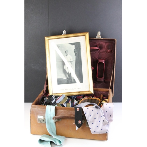 167 - S. Fisher of London leather gentlemans vanity case containing a collection of ties to include a Chri... 