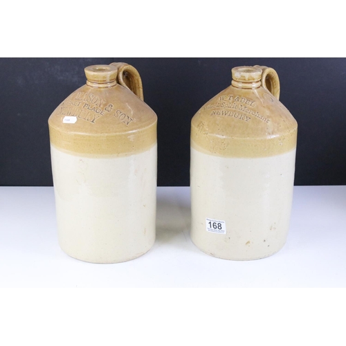 168 - Four stoneware flagons from Newbury retailers, to include John Mason & Son, W T Abel Wine & Spirit M... 