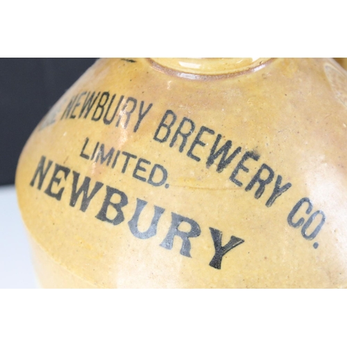 168 - Four stoneware flagons from Newbury retailers, to include John Mason & Son, W T Abel Wine & Spirit M... 