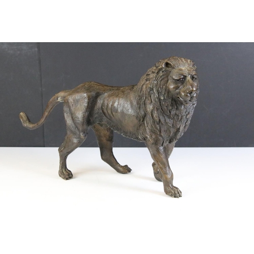 171 - 20th Century hollow cast bronze figurine in the form of a lion having moulded details. Measures appr... 