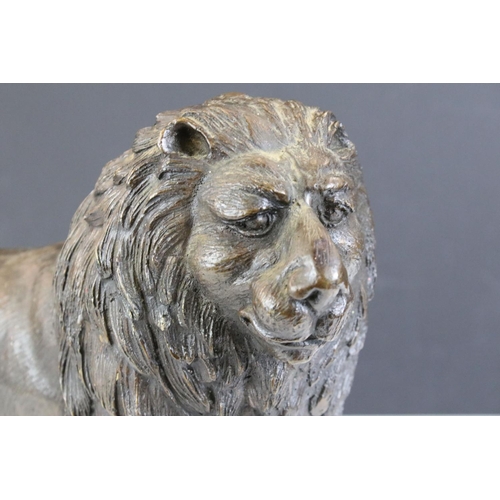 171 - 20th Century hollow cast bronze figurine in the form of a lion having moulded details. Measures appr... 