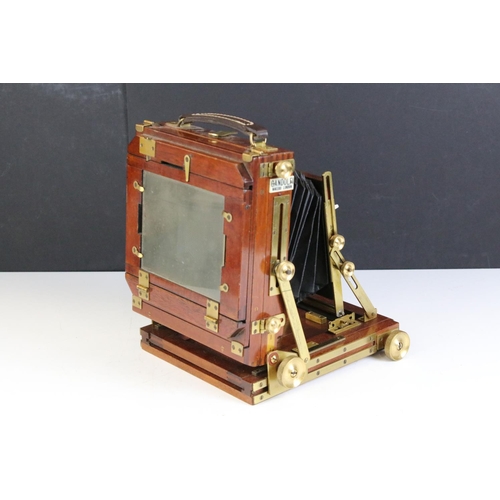179 - Gandolfi wooden and brass plate folding camera and slides. Lens marked Schneider- Kreuznach Xenar 1:... 