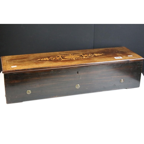 172 - Nicole Freres 19th Century Part Overture Swiss music box having a paper label to inside of the lid i... 