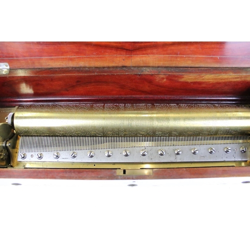 172 - Nicole Freres 19th Century Part Overture Swiss music box having a paper label to inside of the lid i... 