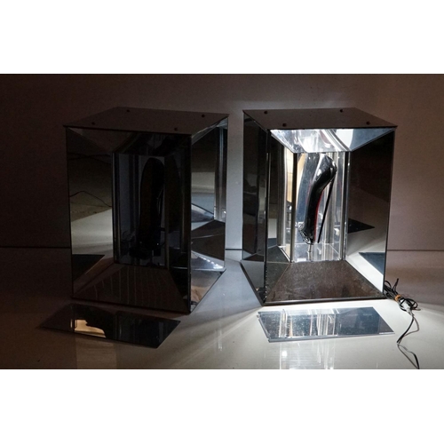 124 - Christian Louboutin - Pair of Shop Display Chrome and Glass Mirrored Display Stands, each housing an... 