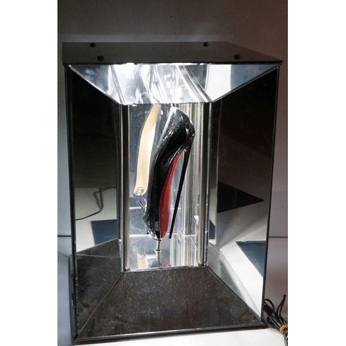 124 - Christian Louboutin - Pair of Shop Display Chrome and Glass Mirrored Display Stands, each housing an... 