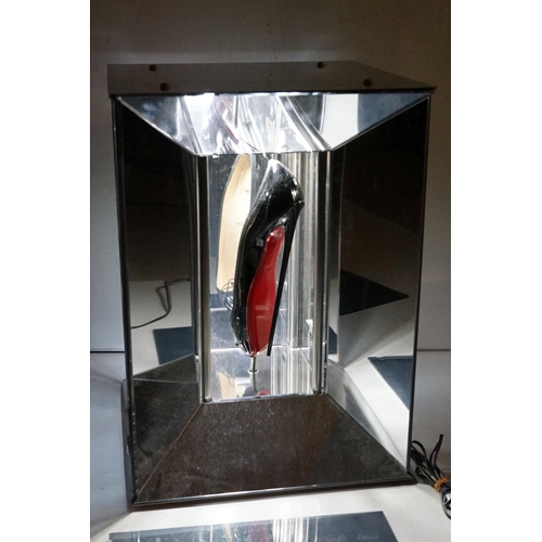 124 - Christian Louboutin - Pair of Shop Display Chrome and Glass Mirrored Display Stands, each housing an... 