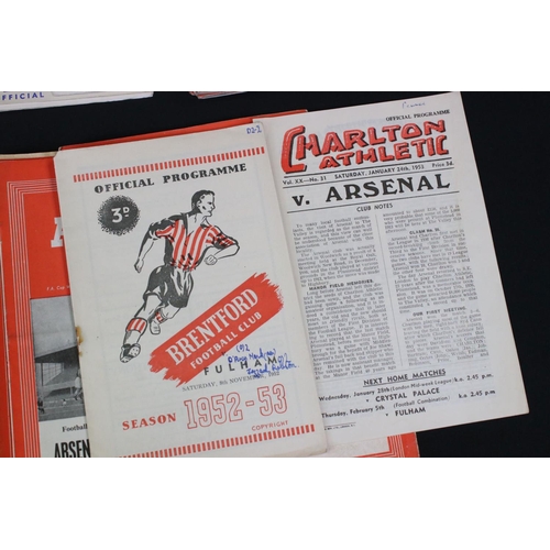 588 - Batch of 54 football programmes from season 1952/3, London clubs feature heavily, mixed condition.