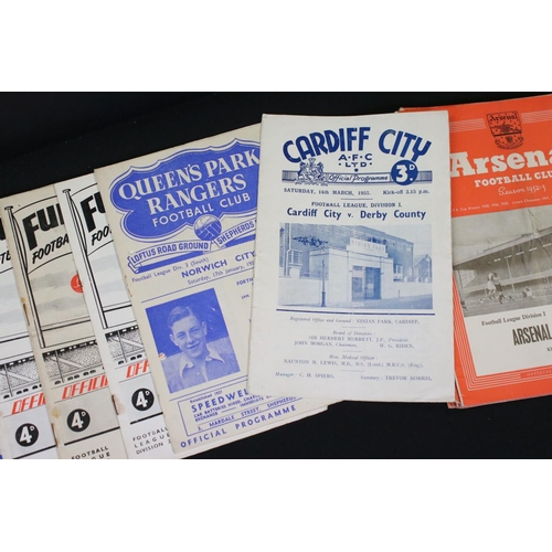 588 - Batch of 54 football programmes from season 1952/3, London clubs feature heavily, mixed condition.