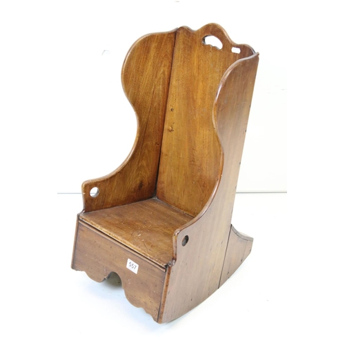 469 - Georgian Mahogany Child's Lambing Rocking Chair of Settle form, 35cm wide x 69cm high