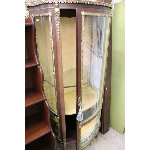 480 - French Louis XV Revival Gilt Metal Mounted Vitrine Display Cabinet with Vernis Martin style panels, ... 