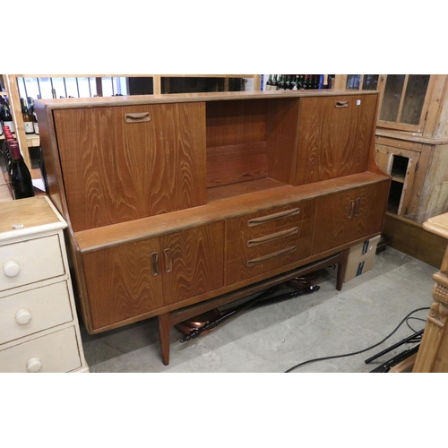 481 - Mid century G-Plan ' Fresco ' Teak Highboard, the upper section comprising a shelf flanked by a cock... 