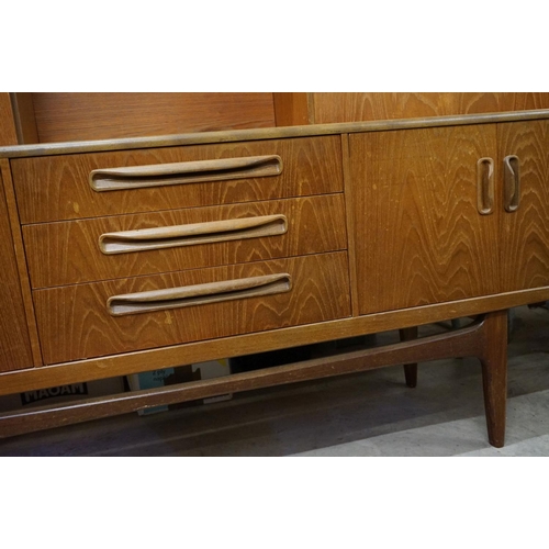 481 - Mid century G-Plan ' Fresco ' Teak Highboard, the upper section comprising a shelf flanked by a cock... 