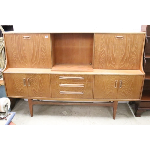 481 - Mid century G-Plan ' Fresco ' Teak Highboard, the upper section comprising a shelf flanked by a cock... 