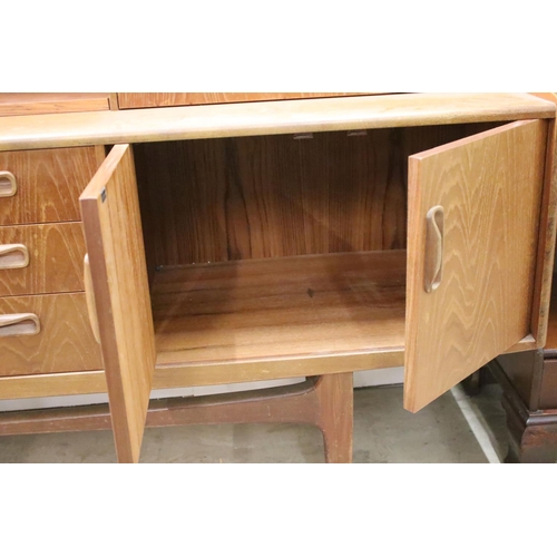 481 - Mid century G-Plan ' Fresco ' Teak Highboard, the upper section comprising a shelf flanked by a cock... 