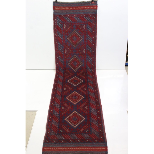 482 - Woollen Hand Knotted Meshwani Runner Rug, 246cm x 60cm