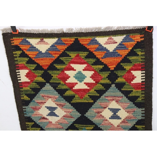 492 - Woollen Hand Knotted Maimana Kilim Runner Rug, 203cm x 66cm