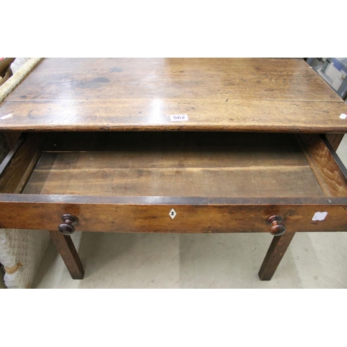 495 - George III Oak Lowboy or Side Table, with an arrangement of three drawers and shaped apron, raised o... 