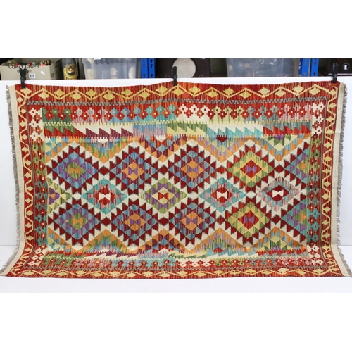 505 - Woollen Hand Knotted Chobi Kilim Rug, 191cm x 130cm