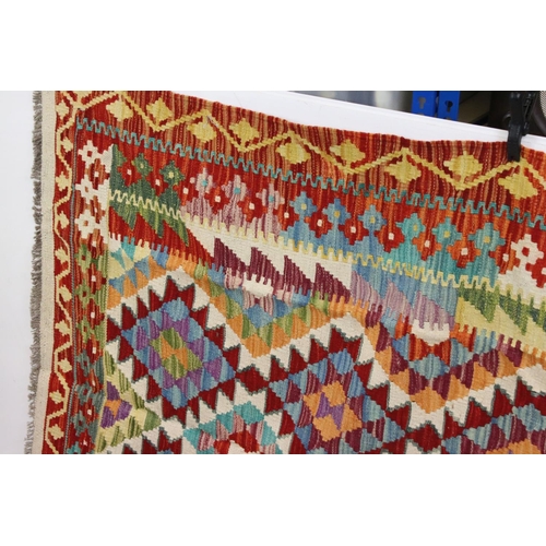 505 - Woollen Hand Knotted Chobi Kilim Rug, 191cm x 130cm