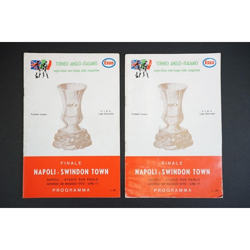 617 - Swindon Town Football Club - Seven Anglo Italian football programmes to include 2 x Final v Napoli 2... 