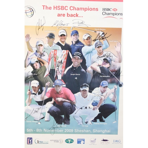 595 - Golf interest - Signed Photographic Poster of Golfers competing in the 2009 World Golf Championship ... 