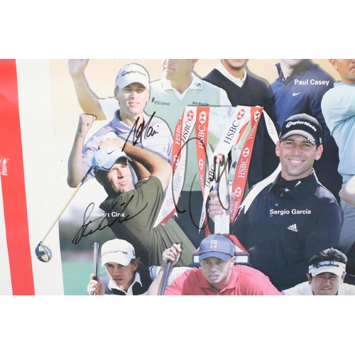 595 - Golf interest - Signed Photographic Poster of Golfers competing in the 2009 World Golf Championship ... 