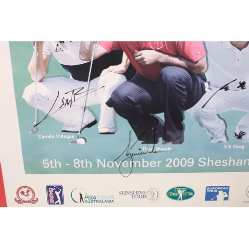 595 - Golf interest - Signed Photographic Poster of Golfers competing in the 2009 World Golf Championship ... 