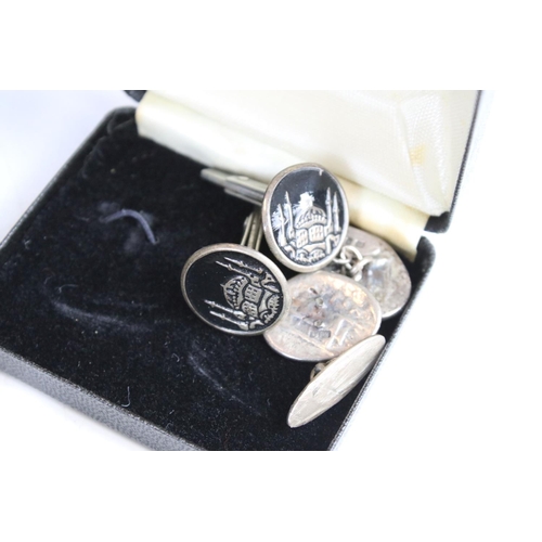 301 - A collection of mixed cufflinks to include hallmarked silver examples together with tie clip and tie... 