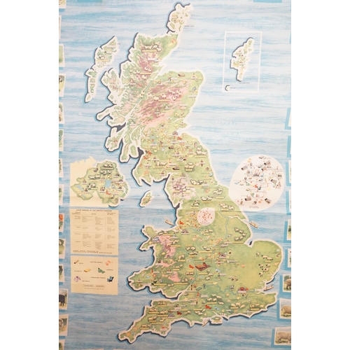 419 - 'Wool in the United Kingdom' rolled poster, wooden support bars and ties, 139 x 91cm and a 'Geograph... 